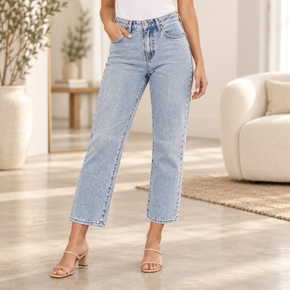 Women Jeans High Waisted Straight Leg Light Wash Size 28 PacSun